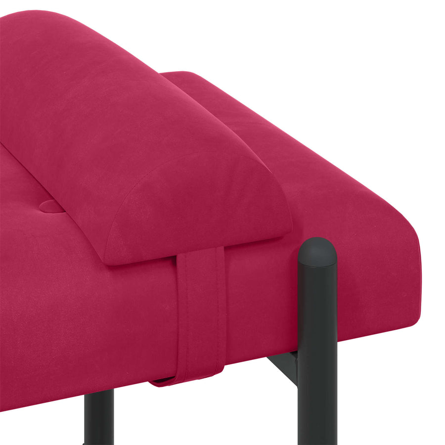 Knop-gestept Bankje met Kussens Wijnrood 110 x 40 x 46 cm