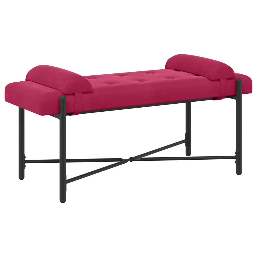 Knop-gestept Bankje met Kussens Wijnrood 110 x 40 x 46 cm