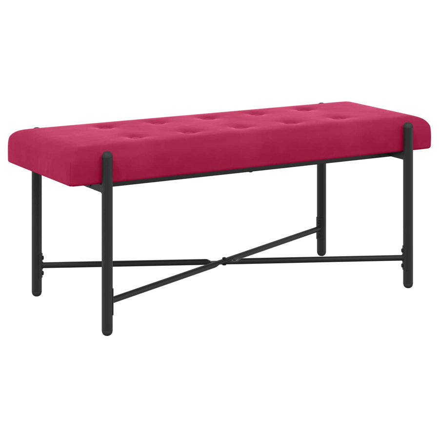 Knop-gestept Bankje met Kussens Wijnrood 110 x 40 x 46 cm