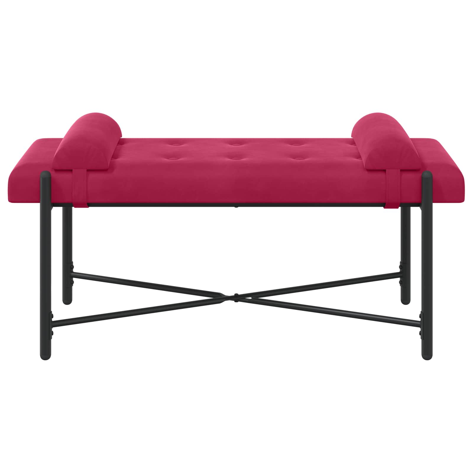 Knop-gestept Bankje met Kussens Wijnrood 110 x 40 x 46 cm