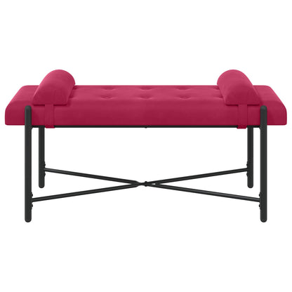 Knop-gestept Bankje met Kussens Wijnrood 110 x 40 x 46 cm