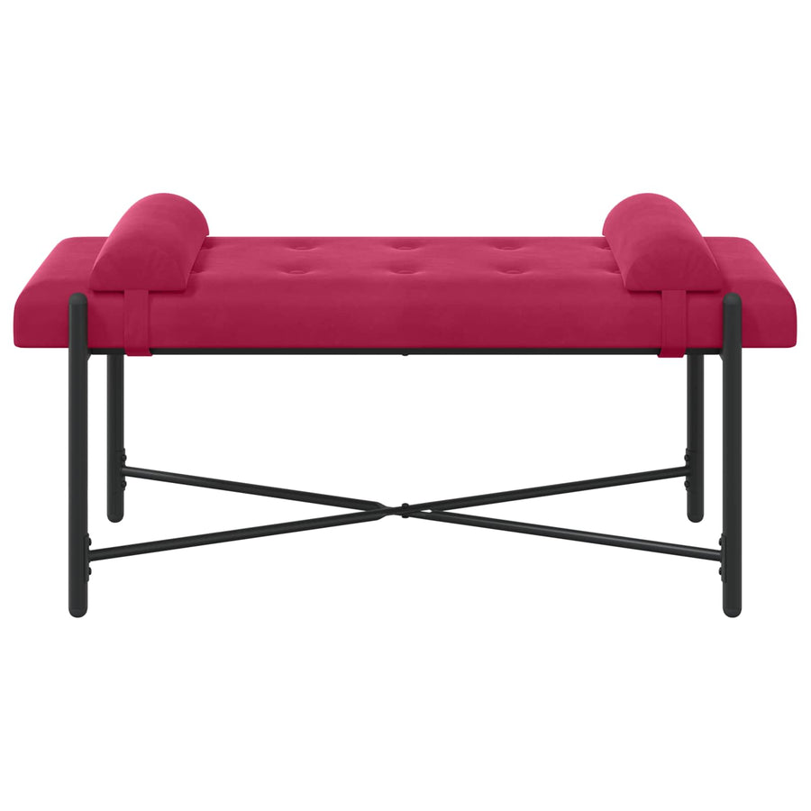 Knop-gestept Bankje met Kussens Wijnrood 110 x 40 x 46 cm