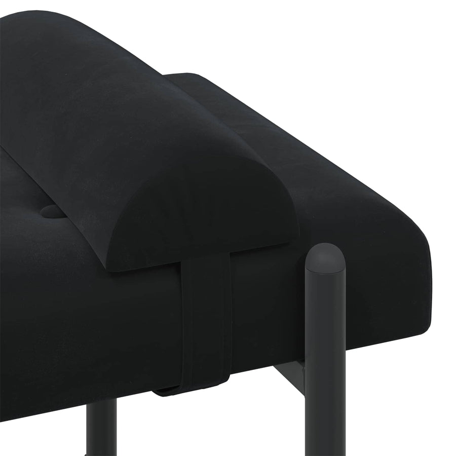 Knop-gestept Bankje met Kussens Zwart 110 x 40 x 46 cm Fluweel