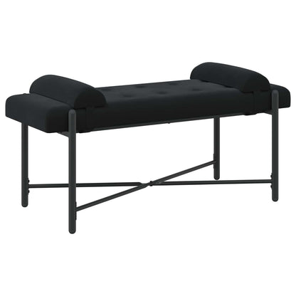 Knop-gestept Bankje met Kussens Zwart 110 x 40 x 46 cm Fluweel