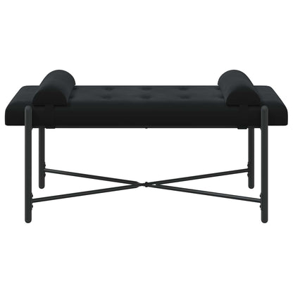 Knop-gestept Bankje met Kussens Zwart 110 x 40 x 46 cm Fluweel