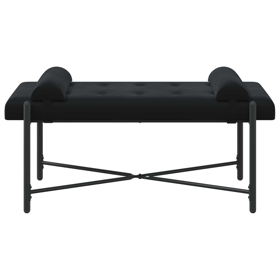 Knop-gestept Bankje met Kussens Zwart 110 x 40 x 46 cm Fluweel
