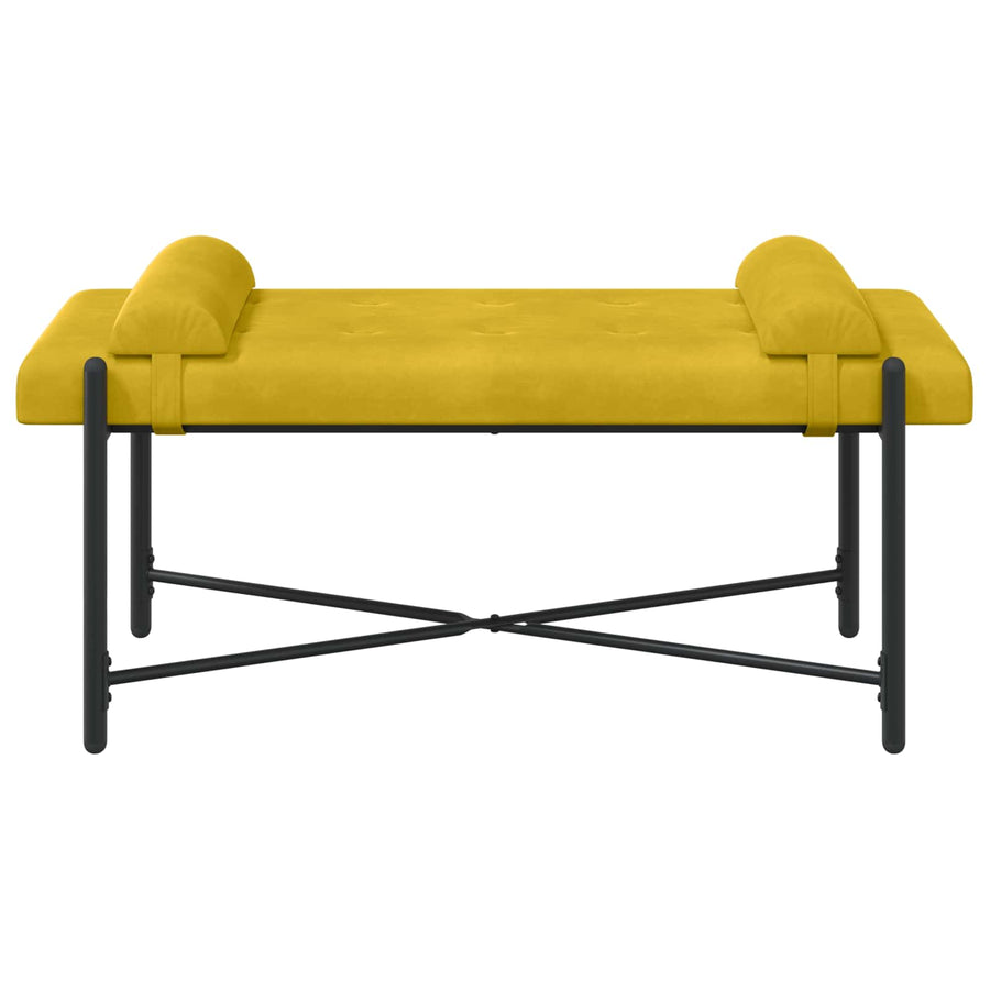 Knop-gestept Bankje met Kussens Geel 110 x 40 x 46 cm Fluweel