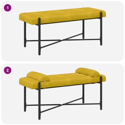 Knop-gestept Bankje met Kussens Geel 110 x 40 x 46 cm Fluweel