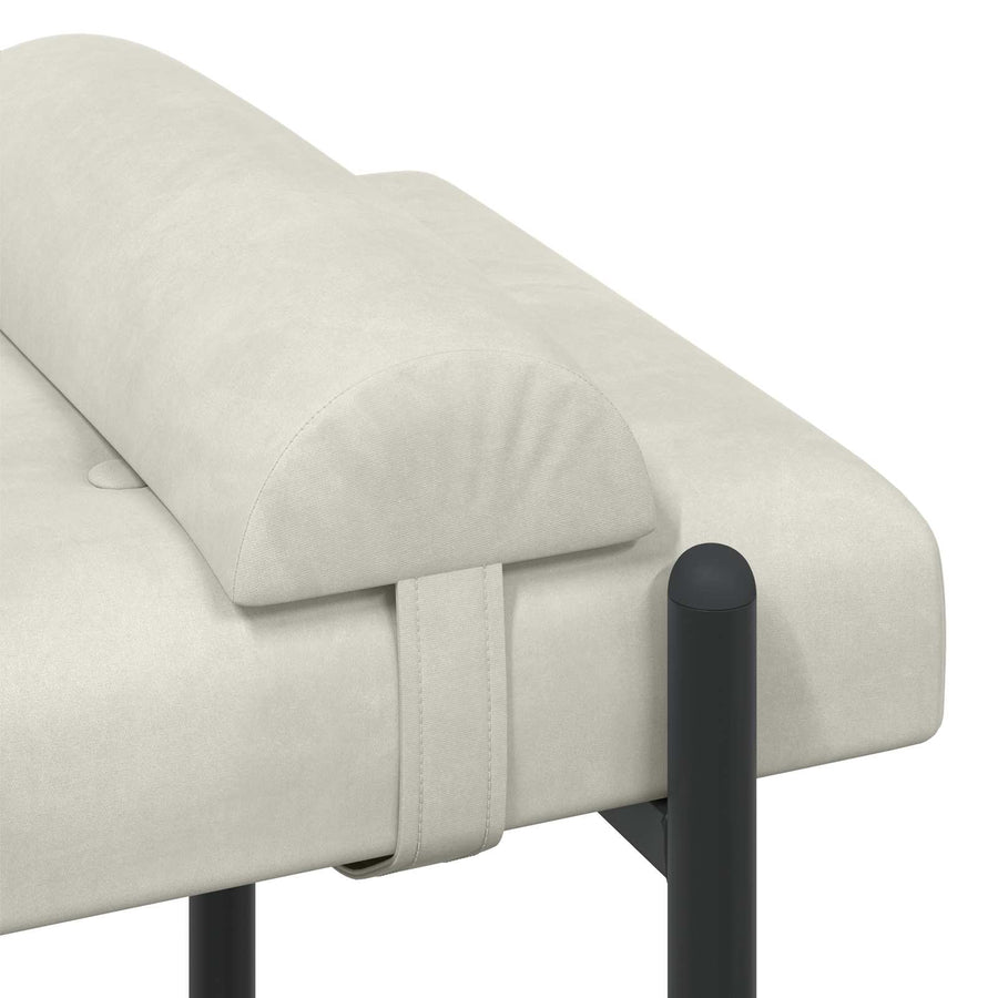Knop-gestept Bankje met Kussens Crèmekleurig 110 x 40 x 46 cm