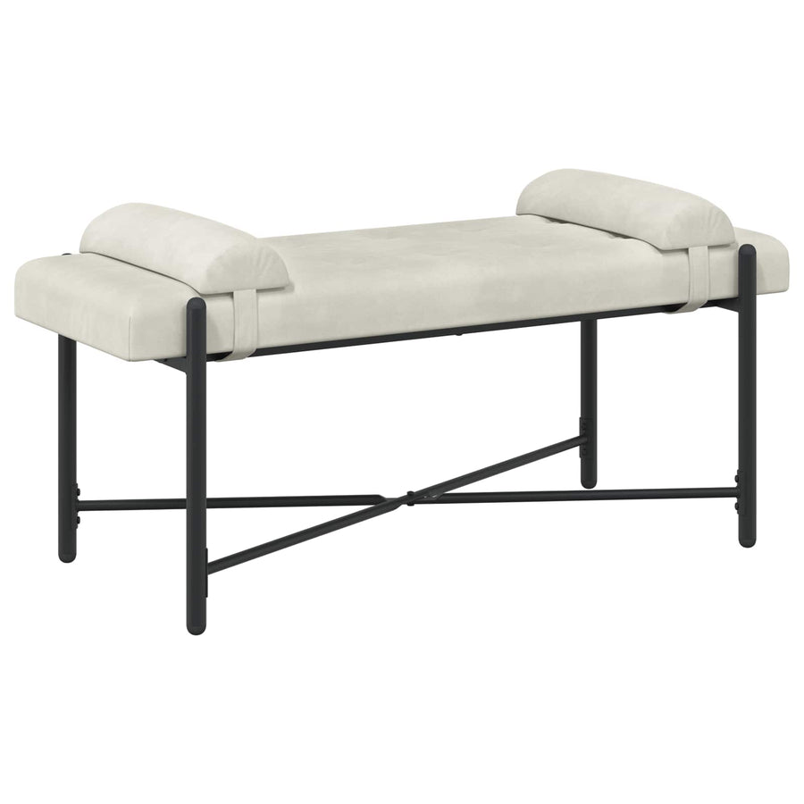 Knop-gestept Bankje met Kussens Crèmekleurig 110 x 40 x 46 cm