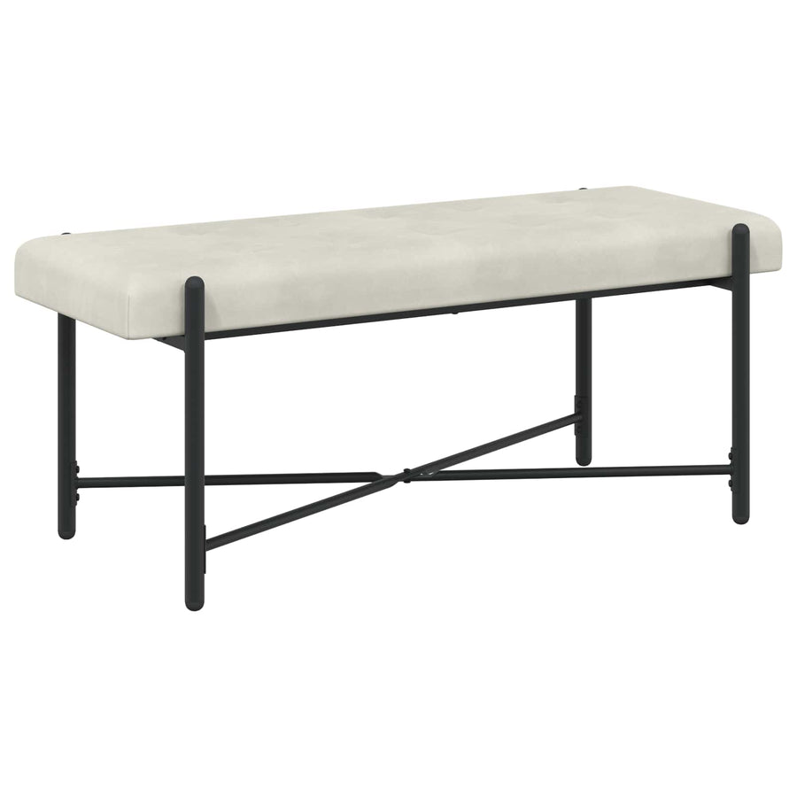 Knop-gestept Bankje met Kussens Crèmekleurig 110 x 40 x 46 cm