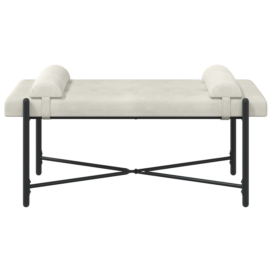 Knop-gestept Bankje met Kussens Crèmekleurig 110 x 40 x 46 cm