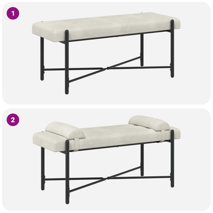 Knop-gestept Bankje met Kussens Crèmekleurig 110 x 40 x 46 cm