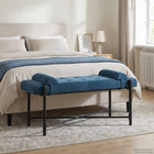 Bankje fluweel blauw 110x40x46 cm