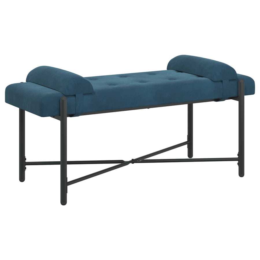 Knop-gestept Bankje met Kussens Blauw 110 x 40 x 46 cm Fluweel