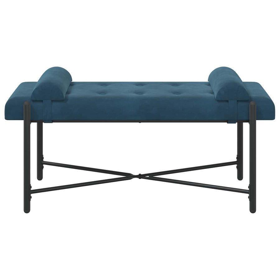 Knop-gestept Bankje met Kussens Blauw 110 x 40 x 46 cm Fluweel