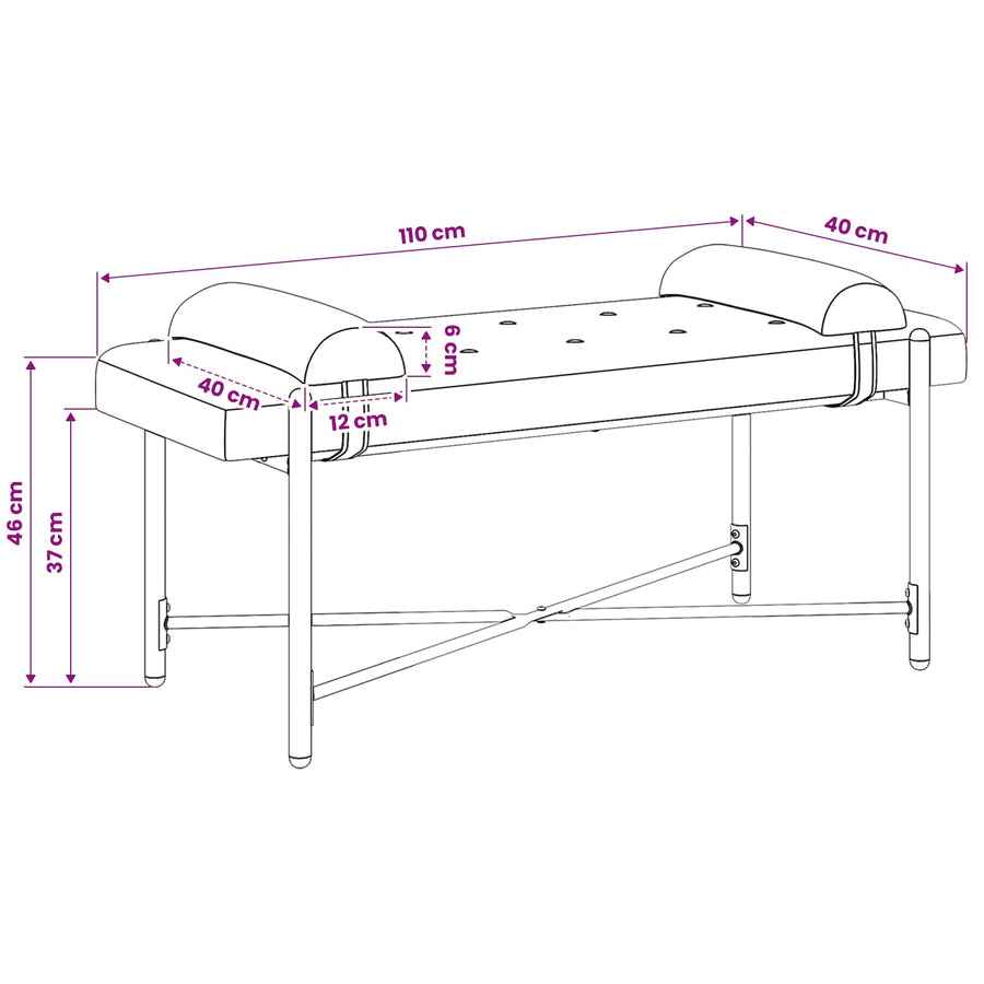 Knop-gestept Bankje met Kussens Blauw 110 x 40 x 46 cm Fluweel