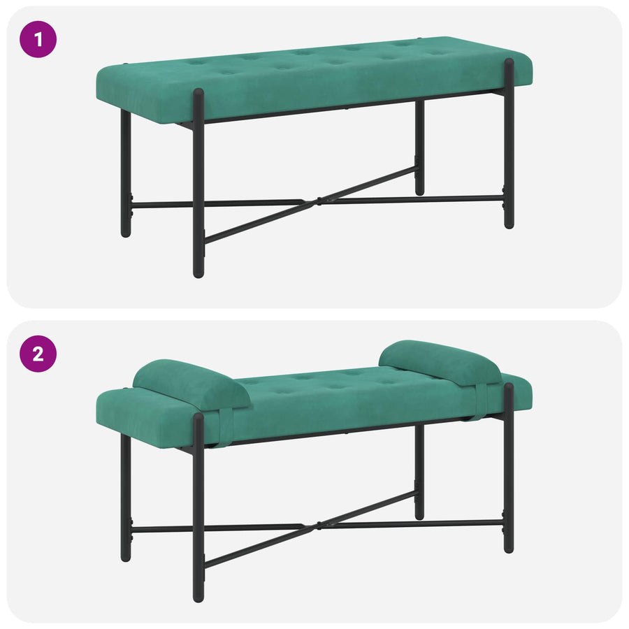Knop-gestept Bankje met Kussens Turquoise 110 x 40 x 46 cm