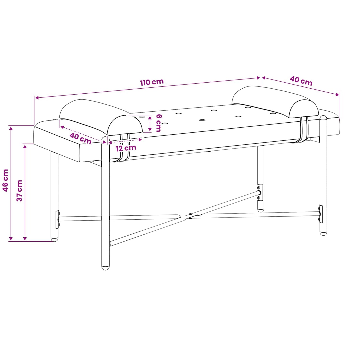 Knop-gestept Bankje met Kussens Zeegroen 110 x 40 x 46 cm