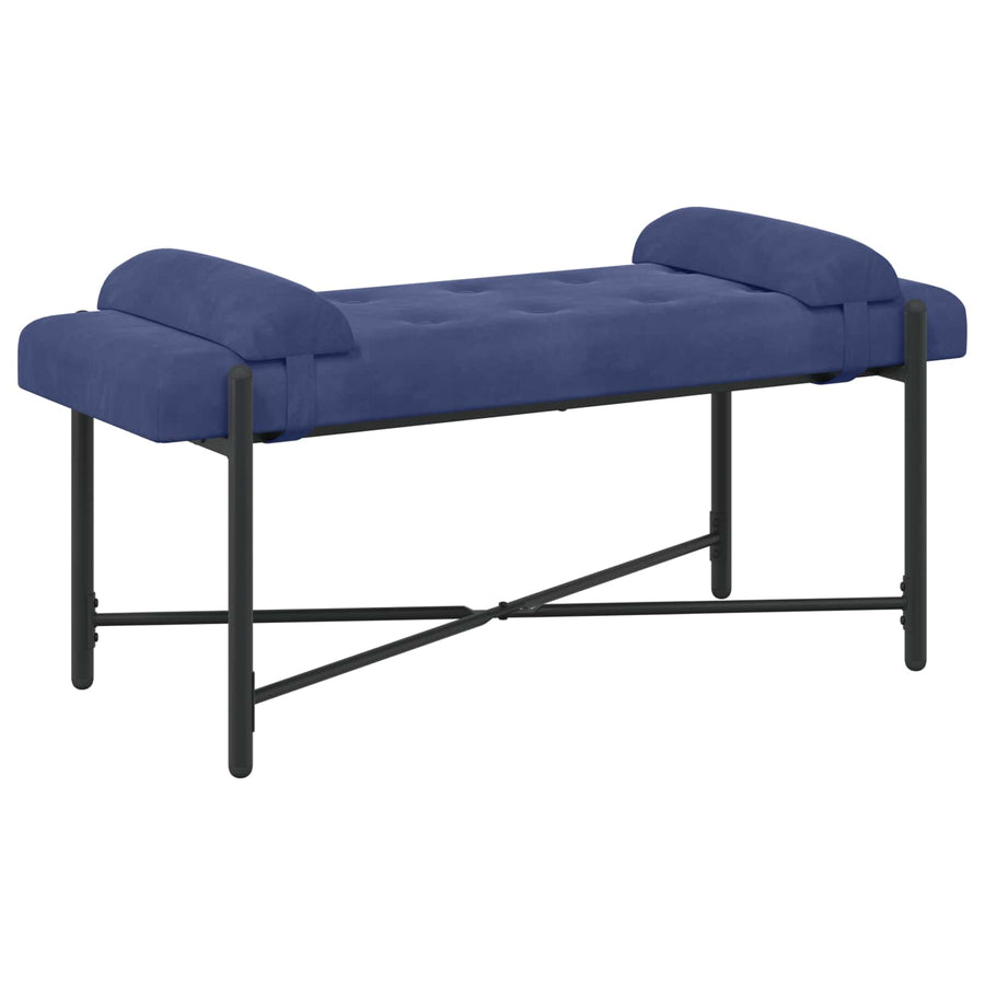 Knop-gestept Bankje met Kussens Politieblauw 110 x 40 x 46 cm