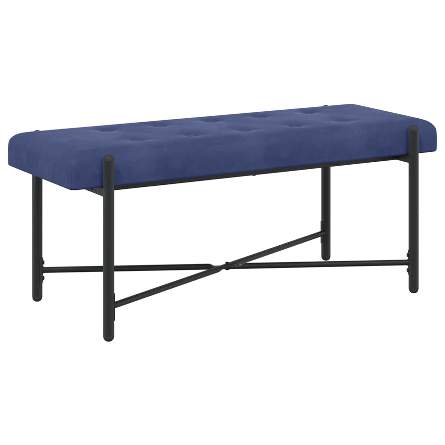 Knop-gestept Bankje met Kussens Politieblauw 110 x 40 x 46 cm
