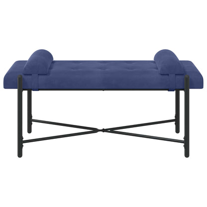 Knop-gestept Bankje met Kussens Politieblauw 110 x 40 x 46 cm