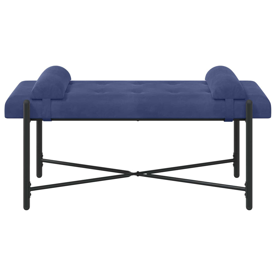 Knop-gestept Bankje met Kussens Politieblauw 110 x 40 x 46 cm