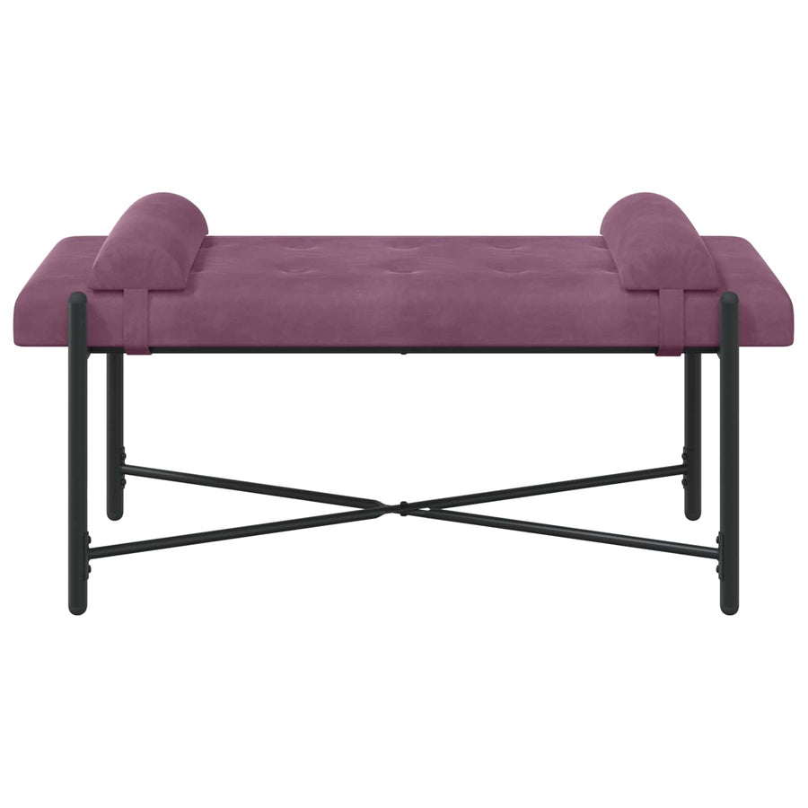 Knop-gestept Bankje met Kussens Paars 110 x 40 x 46 cm Fluweel