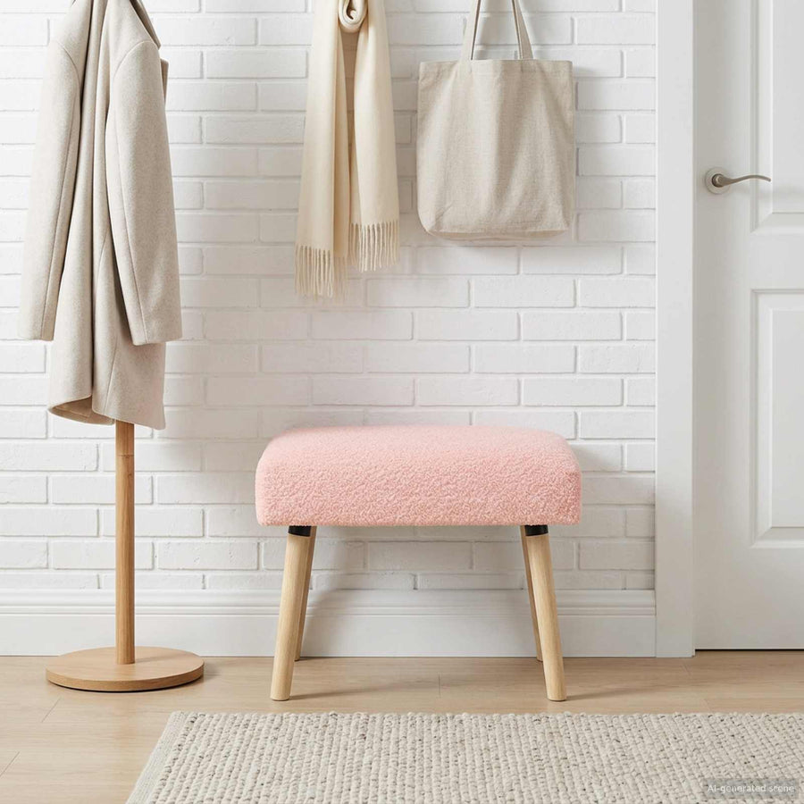 Bank Effen Roze 60 x 40 x 45 cm Bouclé