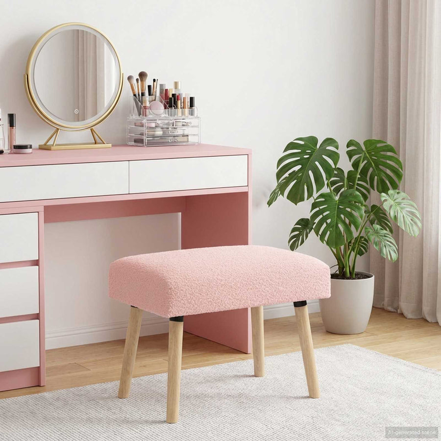 Bank Effen Roze 60 x 40 x 45 cm Bouclé
