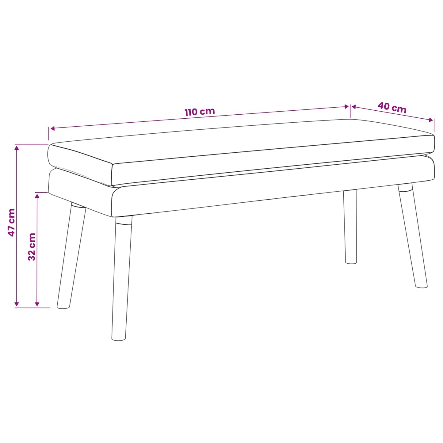 Dubbel Laagige Bank Taupe 110 x 40 x 47 cm Stof