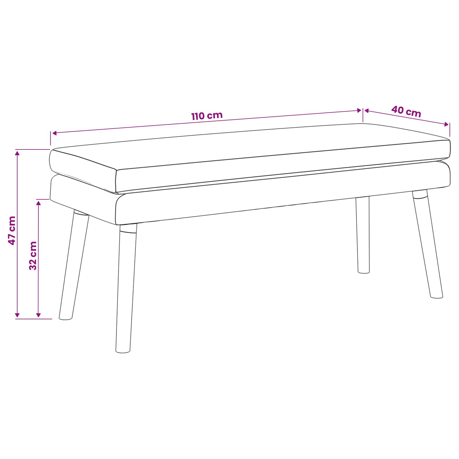Dubbel Laagige Bank Wit 110 x 40 x 47 cm Stof