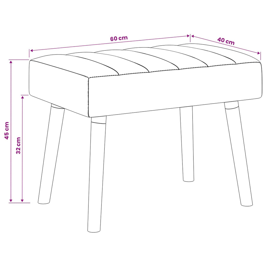 Kanaal-geplooide bank Roze 60 x 40 x 45 cm Stof