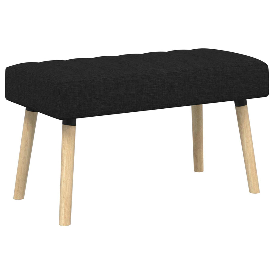 Kanaal-geplooide bank Zwart 80 x 40 x 46 cm Stof