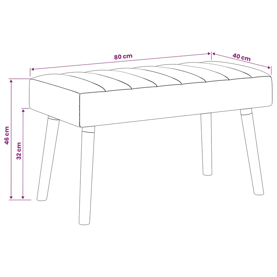 Kanaal-geplooide bank Wit 80 x 40 x 46 cm Stof