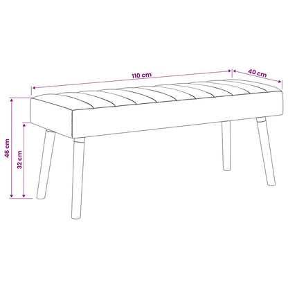 Kanaal-geplooide bank Donkergrijs 110 x 40 x 46 cm Stof