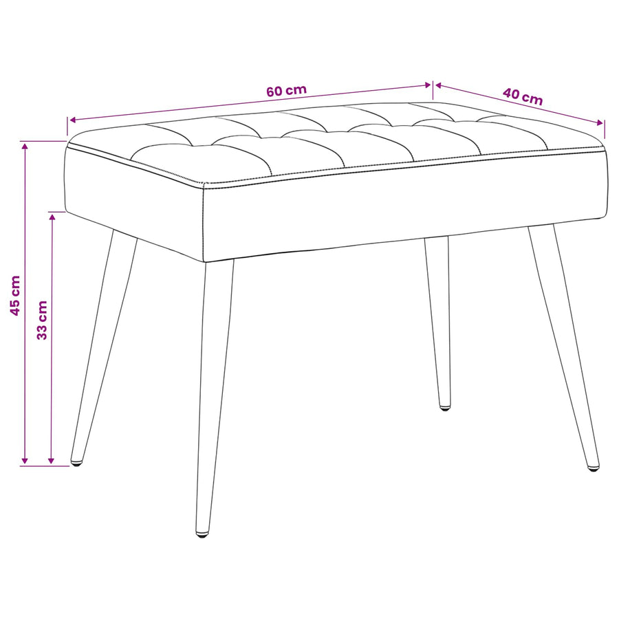 Bank met knoopverstelling Paars 60 x 40 x 45 cm Fluweel