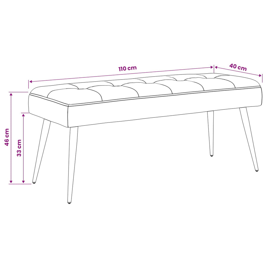 Bank met knoopverstelling Wijnrood 110 x 40 x 46 cm Fluweel