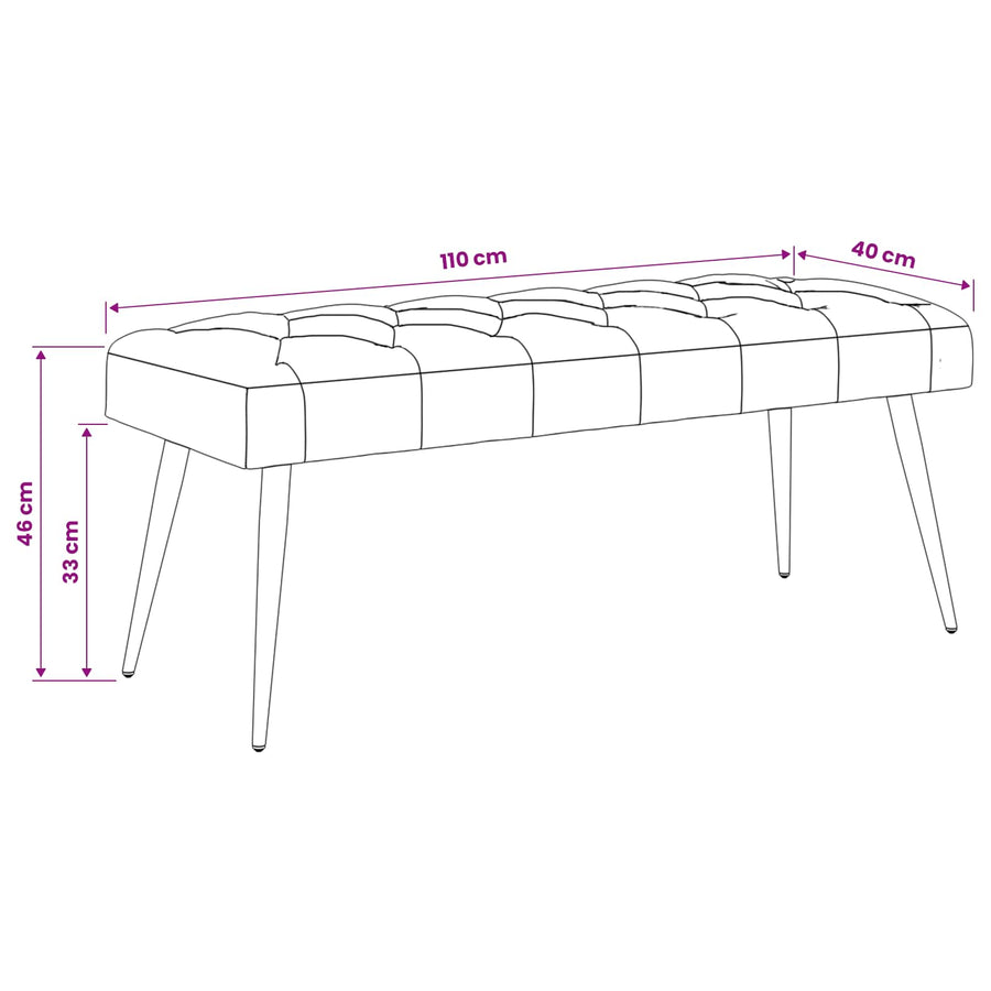 Bank met knoopverstelling Geel 110 x 40 x 46 cm Fluweel
