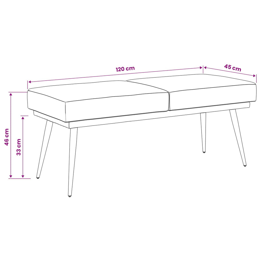 Dubbel Laagige Bank Roze 120 x 45 x 46 cm Fluweel