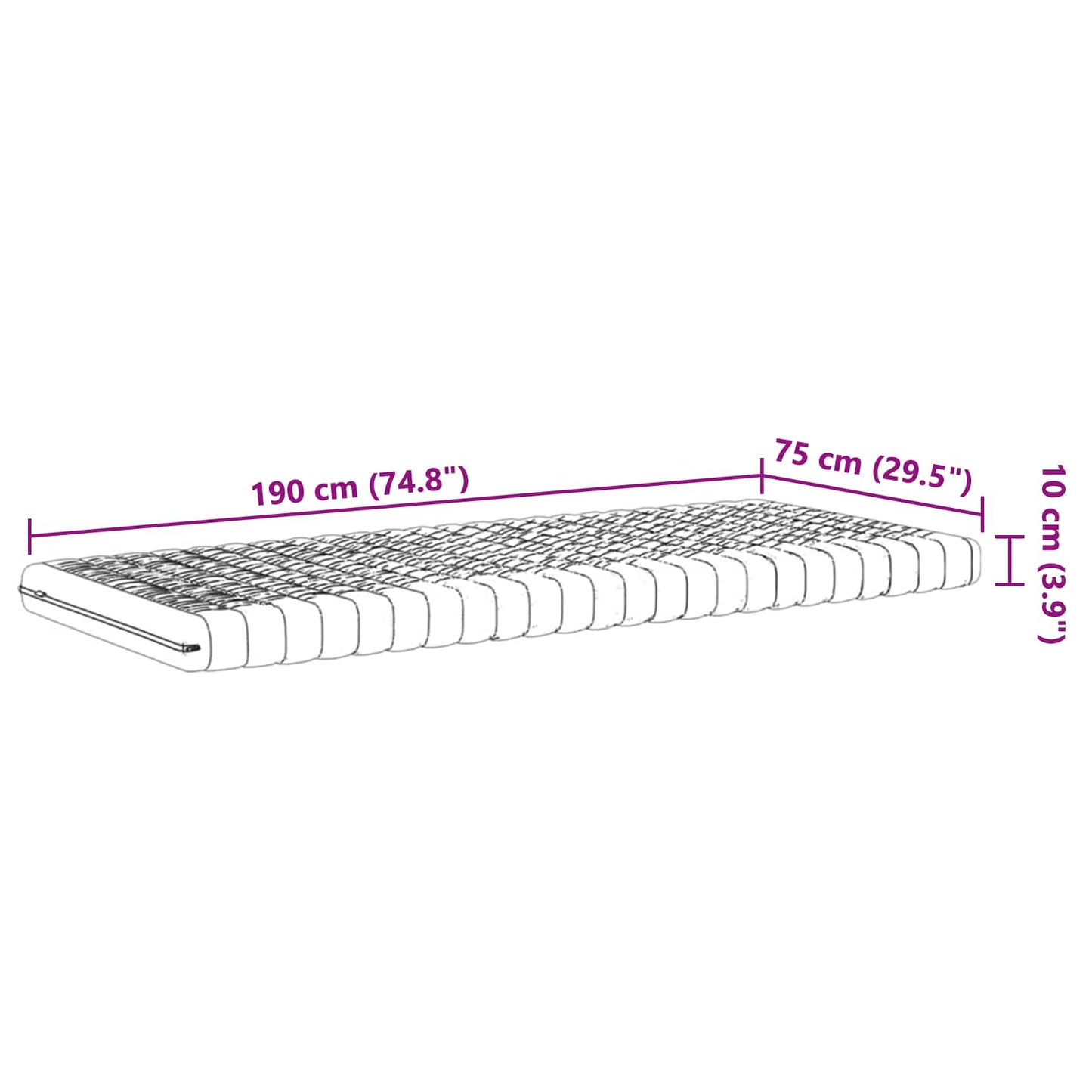 Schuimmatras 75 x 190 cm Wit