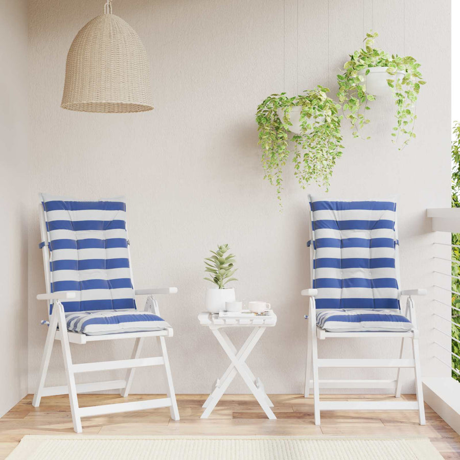 Buiten Kussen 2 pcs Blauw en Wit 120 x 50 x 7 cm Stof