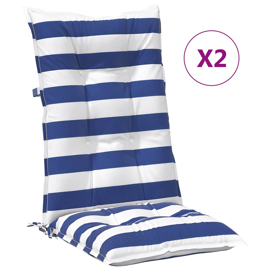 Buiten Kussen 2 pcs Blauw en Wit 120 x 50 x 7 cm Stof