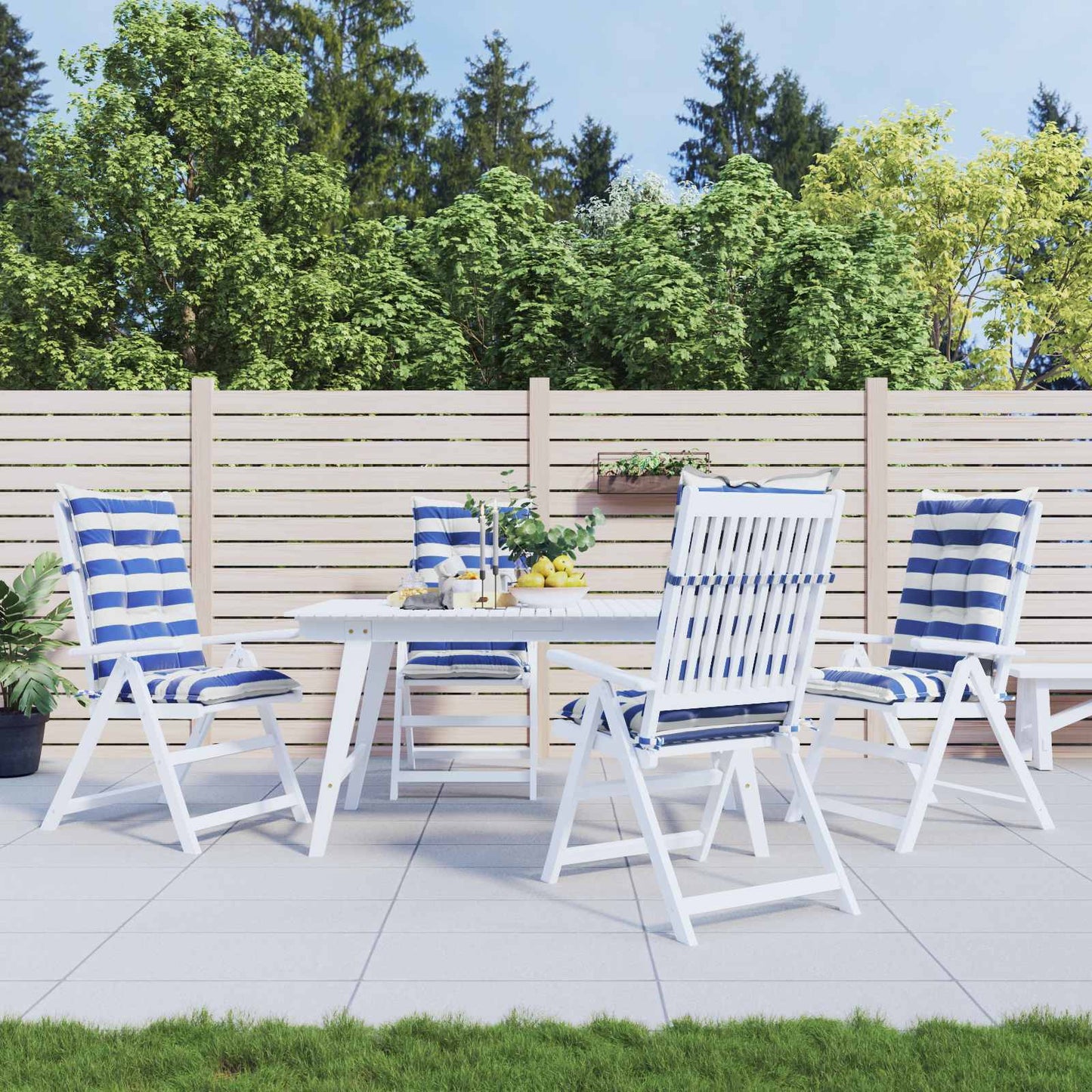 Buiten Kussen 4 pcs Blauw en Wit 120 x 50 x 7 cm Stof