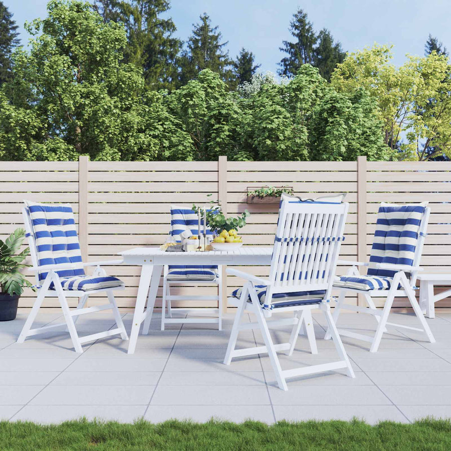 Buiten Kussen 4 pcs Blauw en Wit 120 x 50 x 7 cm Stof