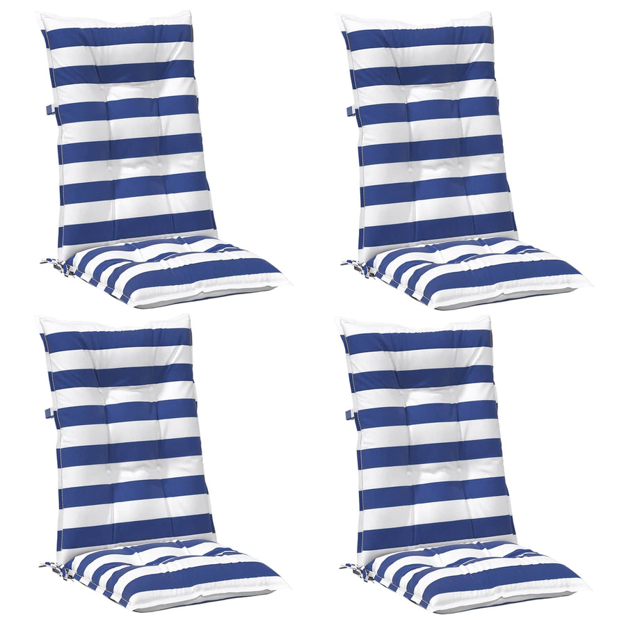 Buiten Kussen 4 pcs Blauw en Wit 120 x 50 x 7 cm Stof