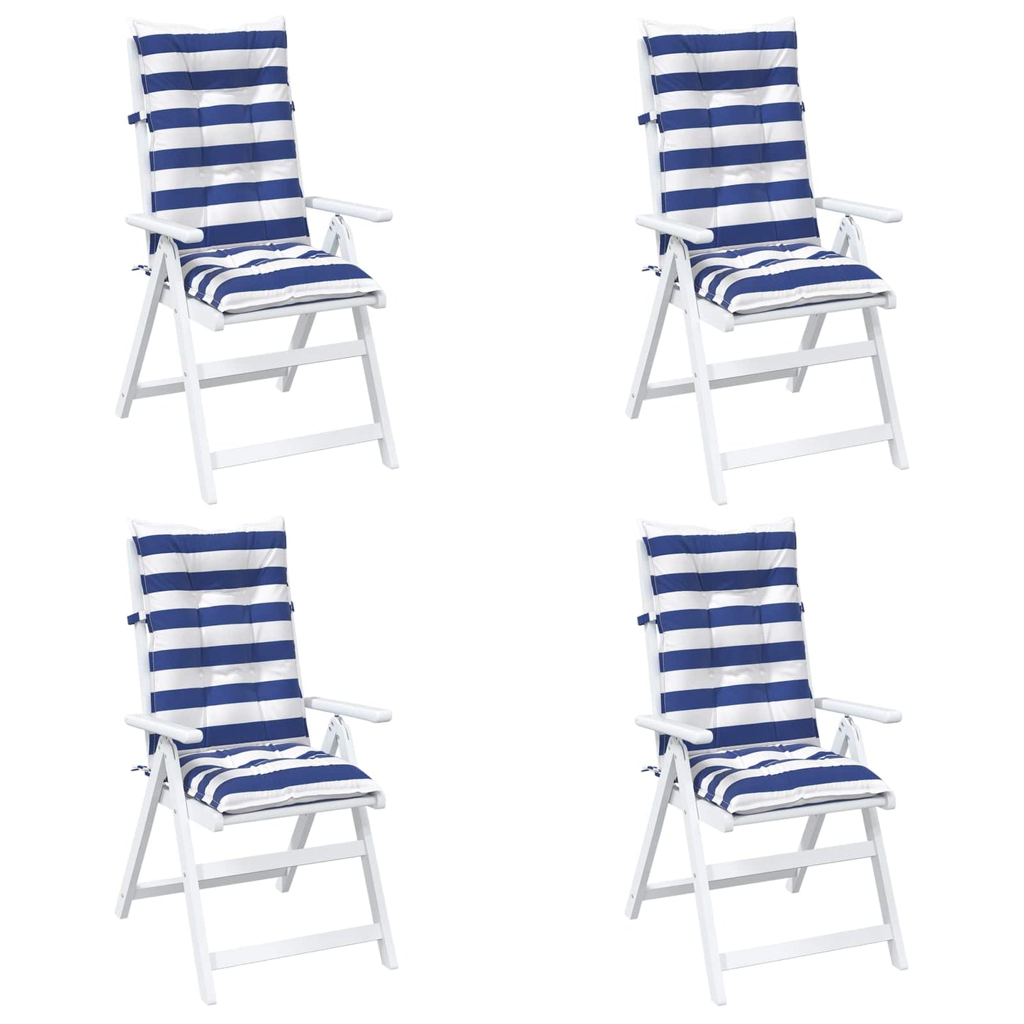 Buiten Kussen 4 pcs Blauw en Wit 120 x 50 x 7 cm Stof
