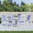 Tuinkussen set 6 stuks blauw wit 120x50x7 cm stof