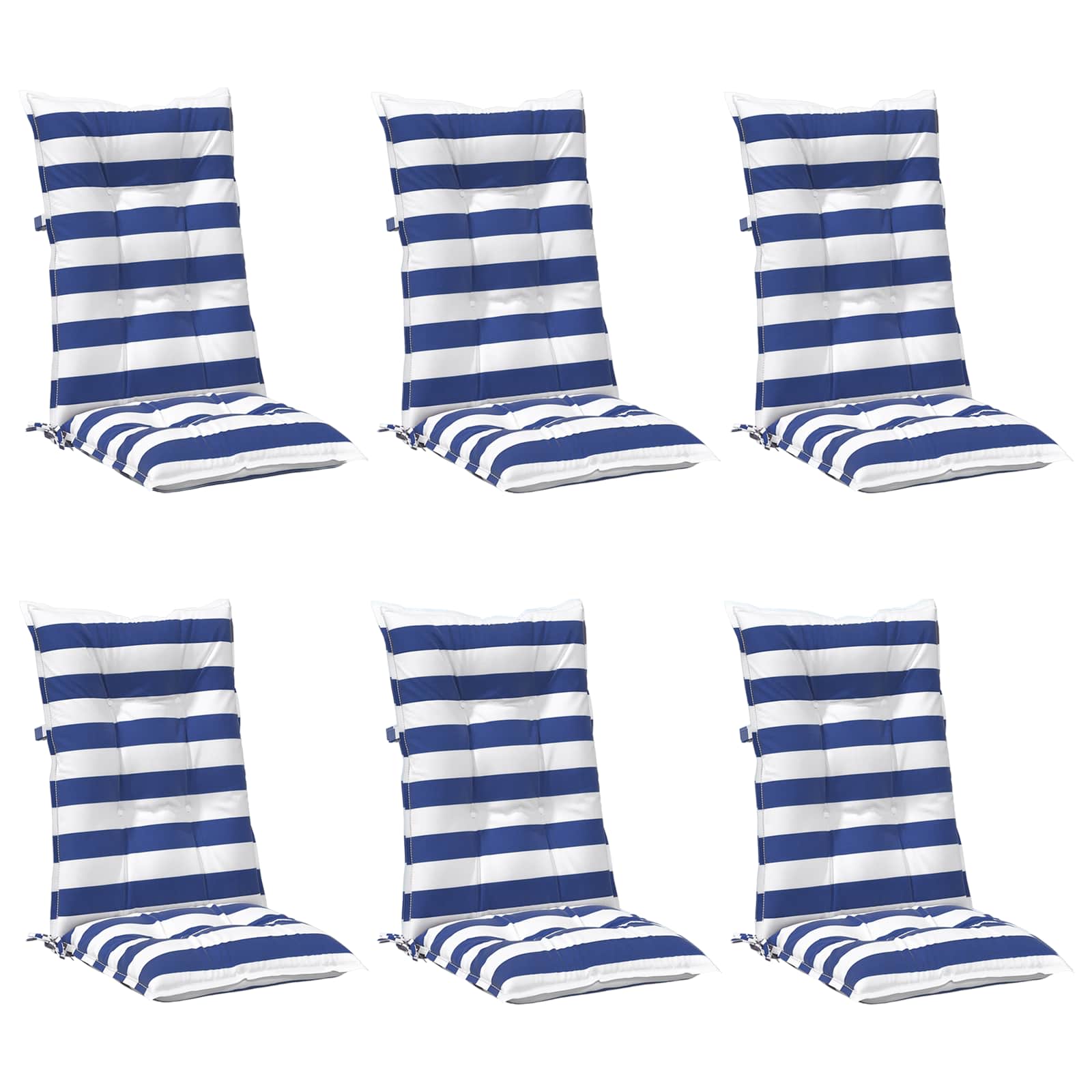 Tuinkussen 6 st Blauw en Wit 120 x 50 x 7 cm Stof