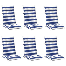 Tuinkussen 6 st Blauw en Wit 120 x 50 x 7 cm Stof